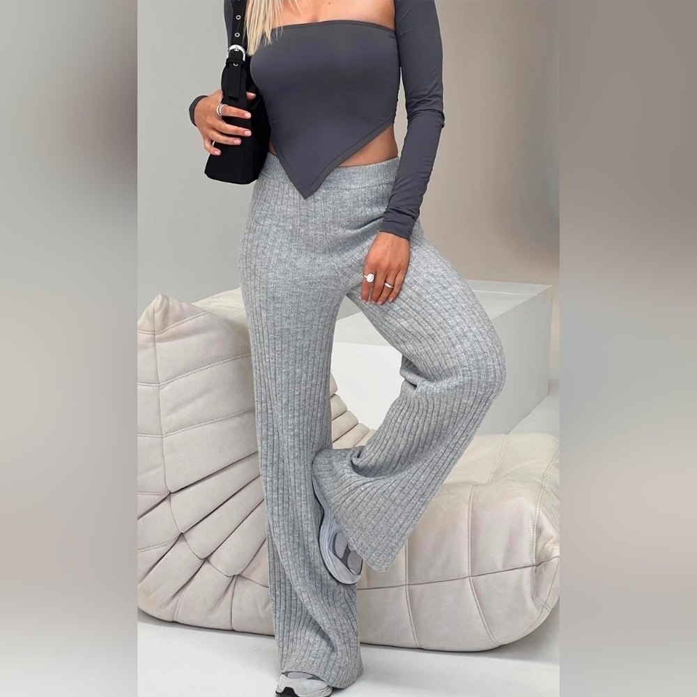 Princess Polly Montana Knit Pants Grey Marle Sz XS/S